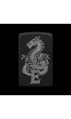 Benzinli Çakmak Ejderha Figürlü E Harfli Tasarım - V61