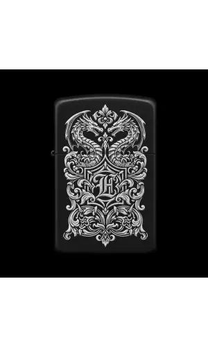 Benzinli Çakmak Ejderha Figürlü E Harfli Tasarım - V62