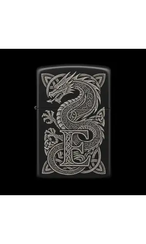 Benzinli Çakmak Ejderha Figürlü E Harfli Tasarım - V63