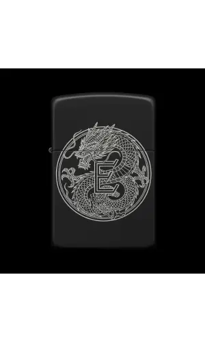 Benzinli Çakmak Ejderha Figürlü E Harfli Tasarım - V65