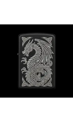 Benzinli Çakmak Ejderha Figürlü E Harfli Tasarım - V66