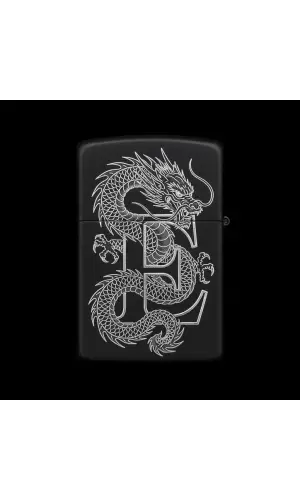 Benzinli Çakmak Ejderha Figürlü E Harfli Tasarım - V68