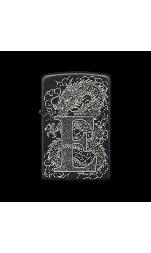 Benzinli Çakmak Ejderha Figürlü E Harfli Tasarım - V71