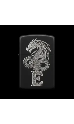 Benzinli Çakmak Ejderha Figürlü E Harfli Tasarım - V74
