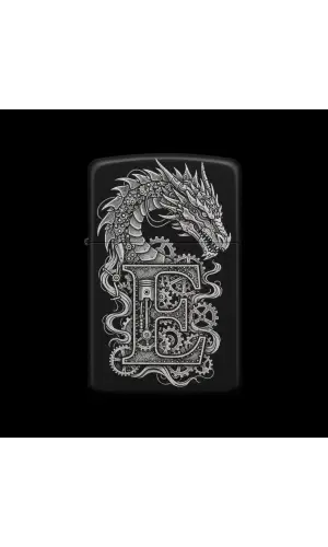 Benzinli Çakmak Ejderha Figürlü E Harfli Tasarım - V76