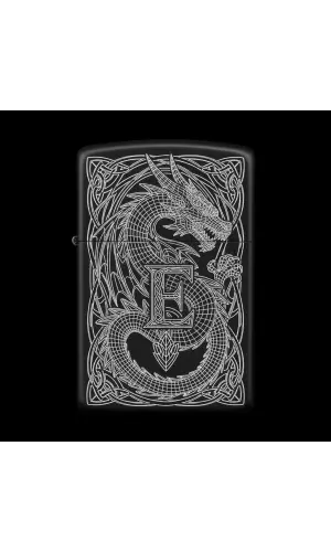 Benzinli Çakmak Ejderha Figürlü E Harfli Tasarım - V77