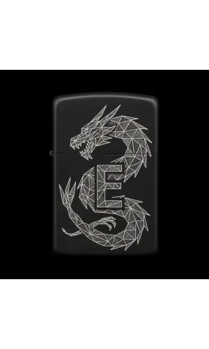 Benzinli Çakmak Ejderha Figürlü E Harfli Tasarım - V79
