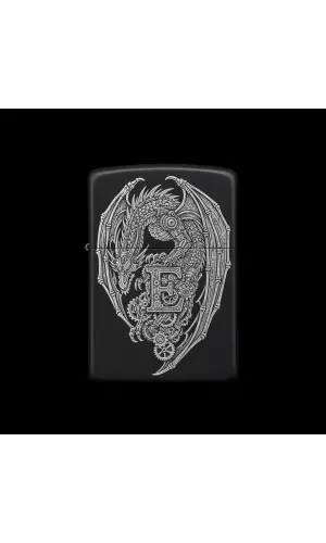 Benzinli Çakmak Ejderha Figürlü E Harfli Tasarım - V80