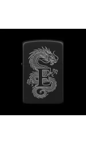 Benzinli Çakmak Ejderha Figürlü E Harfli Tasarım - V81