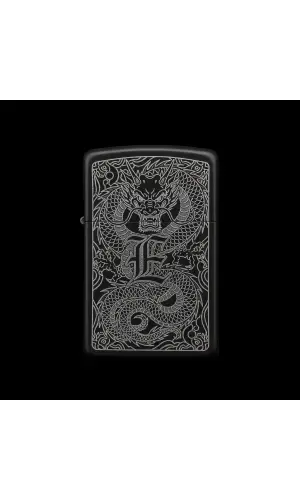 Benzinli Çakmak Ejderha Figürlü E Harfli Tasarım - V83