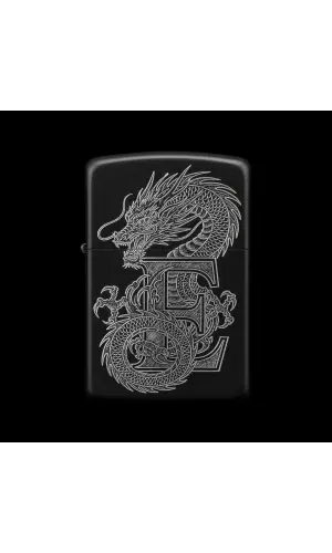 Benzinli Çakmak Ejderha Figürlü E Harfli Tasarım - V91