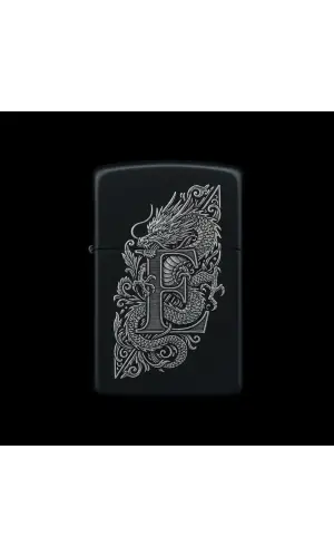 Benzinli Çakmak Ejderha Figürlü E Harfli Tasarım - V94