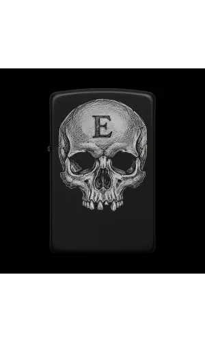 Benzinli Çakmak Kuru Kafa Figürlü E Harfli Tasarım - V11
