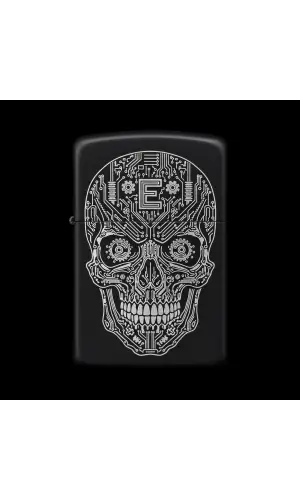 Benzinli Çakmak Kuru Kafa Figürlü E Harfli Tasarım - V13