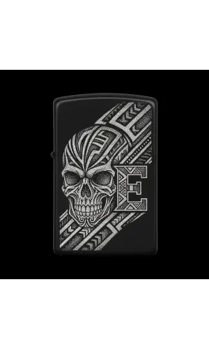 Benzinli Çakmak Kuru Kafa Figürlü E Harfli Tasarım - V16