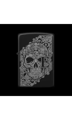 Benzinli Çakmak Kuru Kafa Figürlü E Harfli Tasarım - V17