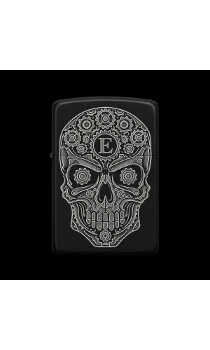 Benzinli Çakmak Kuru Kafa Figürlü E Harfli Tasarım - V18