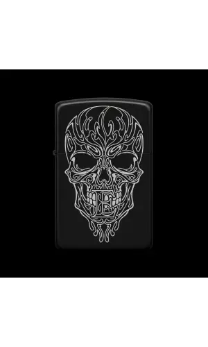 Benzinli Çakmak Kuru Kafa Figürlü E Harfli Tasarım - V20