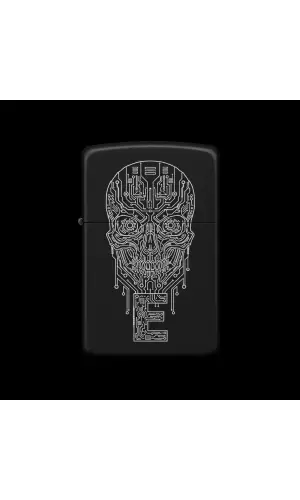 Benzinli Çakmak Kuru Kafa Figürlü E Harfli Tasarım - V22