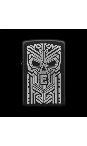 Benzinli Çakmak Kuru Kafa Figürlü E Harfli Tasarım - V35