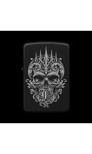 Benzinli Çakmak Kuru Kafa Figürlü E Harfli Tasarım - V42