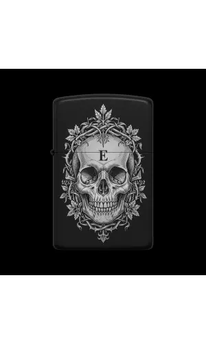 Benzinli Çakmak Kuru Kafa Figürlü E Harfli Tasarım - V48