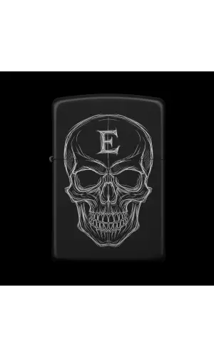 Benzinli Çakmak Kuru Kafa Figürlü E Harfli Tasarım - V5