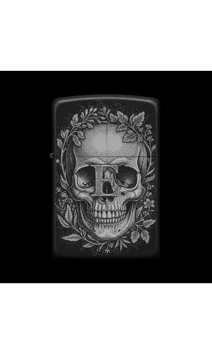 Benzinli Çakmak Kuru Kafa Figürlü E Harfli Tasarım - V50