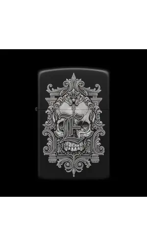 Benzinli Çakmak Kuru Kafa Figürlü E Harfli Tasarım - V51