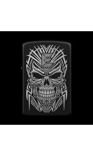 Benzinli Çakmak Kuru Kafa Figürlü E Harfli Tasarım - V54