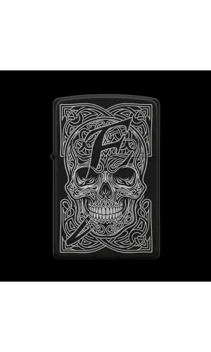 Benzinli Çakmak Kuru Kafa Figürlü E Harfli Tasarım - V55