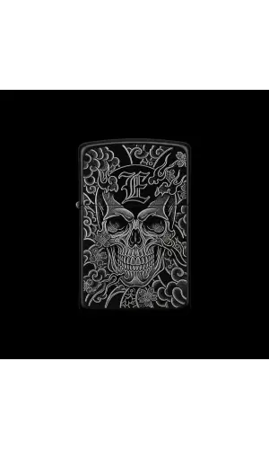 Benzinli Çakmak Kuru Kafa Figürlü E Harfli Tasarım - V80