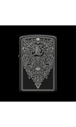 Benzinli Çakmak Kuru Kafa Figürlü E Harfli Tasarım - V81