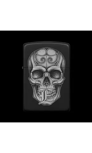 Benzinli Çakmak Kuru Kafa Figürlü E Harfli Tasarım - V86