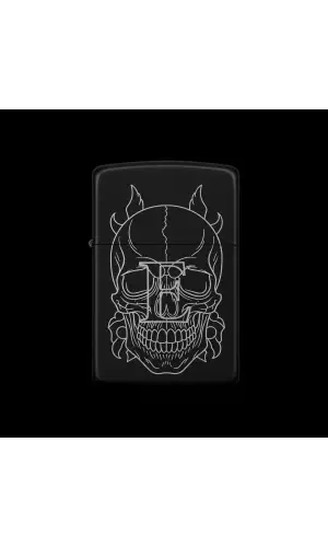 Benzinli Çakmak Kuru Kafa Figürlü E Harfli Tasarım - V90