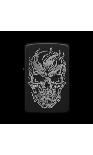 Benzinli Çakmak Kuru Kafa Figürlü E Harfli Tasarım - V91