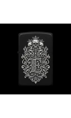 Benzinli Çakmak Kuru Kafa Figürlü E Harfli Tasarım - V93