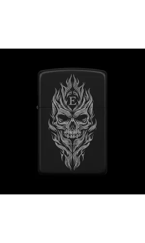 Benzinli Çakmak Kuru Kafa Figürlü E Harfli Tasarım - V95