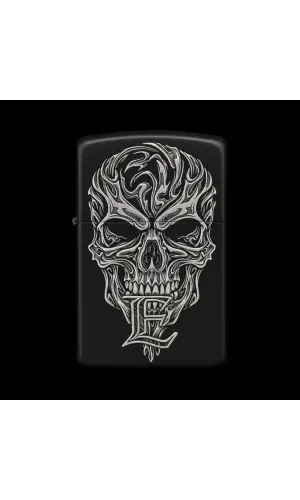 Benzinli Çakmak Kuru Kafa Figürlü E Harfli Tasarım - V97