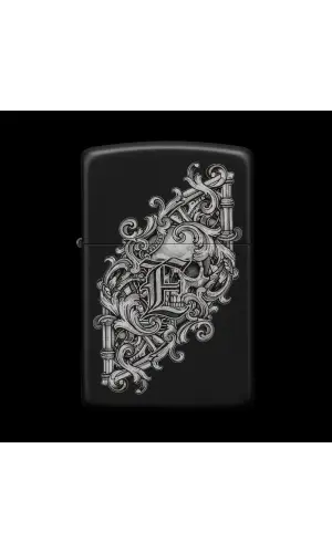 Benzinli Çakmak Kuru Kafa Figürlü E Harfli Tasarım - V98