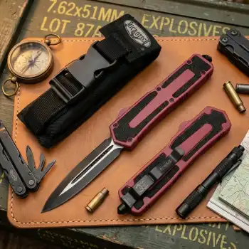Knivox Microtech Scarab Model Çift Ağızlı OTF Önden Açılır Auto Bıçak (Kılıflı)