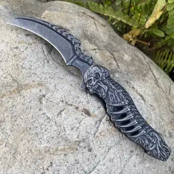 Knivox Browning Black İskelet Tasarımlı Karambit Çakı - Kurukafa Kabzalı