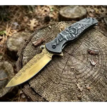 Knivox Browning Ejderha Motifli Hediyelik Çakı | Gold Bıçaklı Paslanmaz Çelik