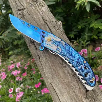 Knivox Browning Mavi Ejderha İşlemeli Kamp Çakısı