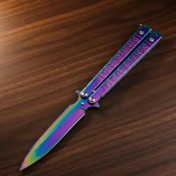 Knivox Benchmade Desenli Gökkuşağı  Kelebek Çakı