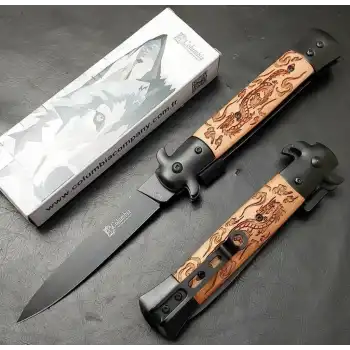 Knivox Columbia Company Ejderha İşlemeli Kamp Çakısı