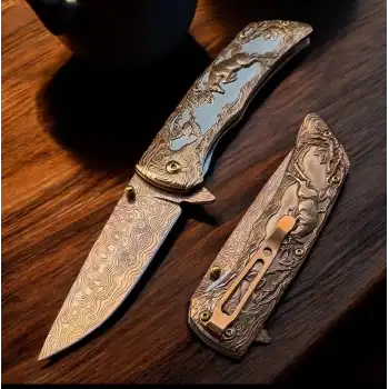 Knivox Columbia Company FXT-2370 Geyik İşlemeli Manuel Kamp Çakısı