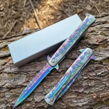 Knivox Browning Gökkuşağı Gül Desenli Kamp Çakısı