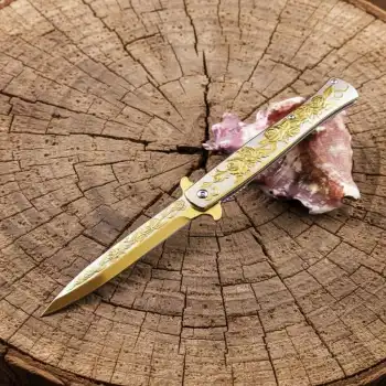 Knivox Browning Gold Gül Desenli Kamp Çakısı