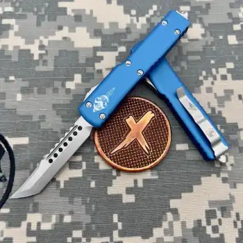 Knivox Microtech UTX-70 Hellhound Blue Stonewash Premium İçten Çıkmalı Çakı